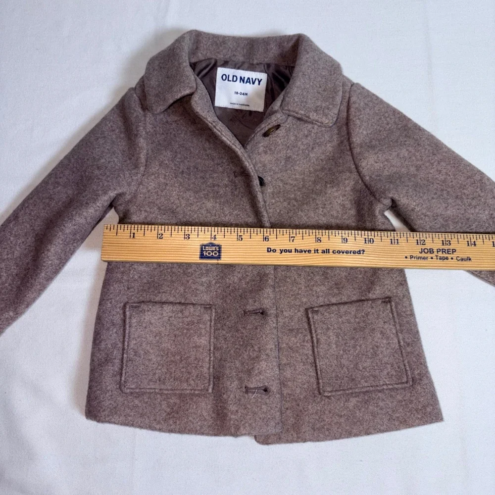 Old Navy Pea Coat 18-24 month Brown Fleece Button Front Outerwear Jacket